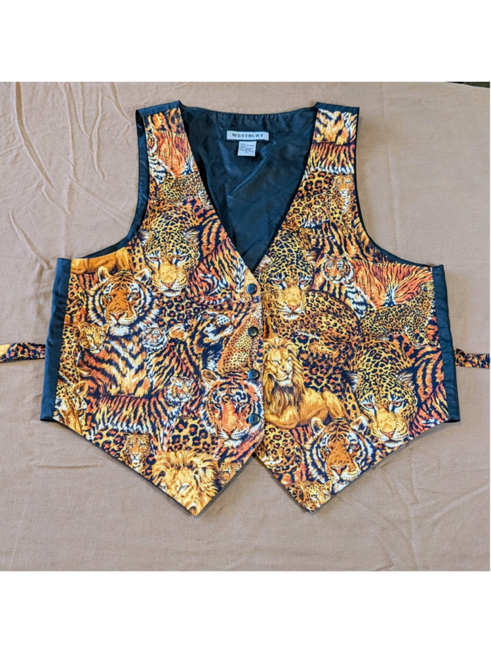 Vintage Westbury XL Big Cat Animal Print Vest Lion Tiger Leopard Safari Novelty - Picture 8 of 10
